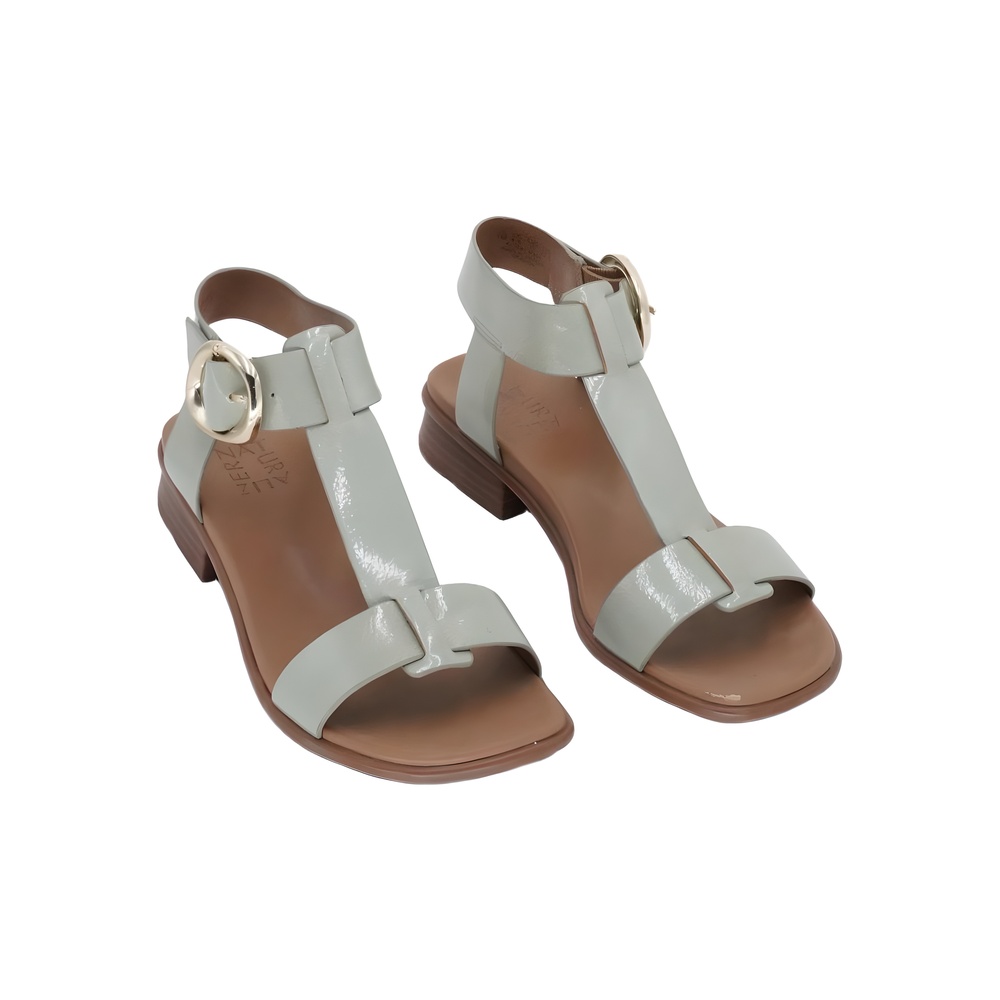 Naturalizer Brandy T-Strap Sandal Pistachio Crinkle Patent Size 7M